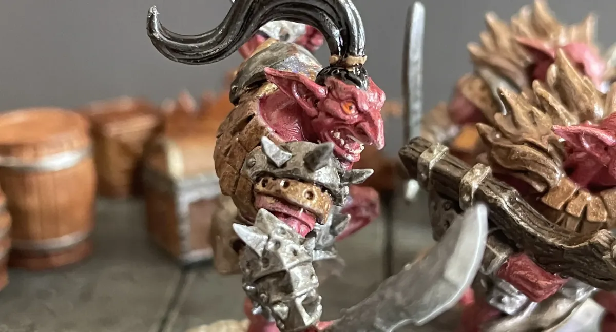 Blackrazor Hobgoblin miniature dual-wielding scimitars